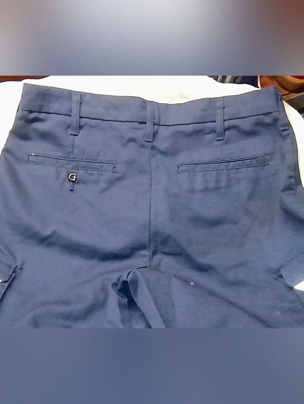 UniFirst Spotlite MV Navy Blue Reflective Striped Cargo Work Shorts Size 32
